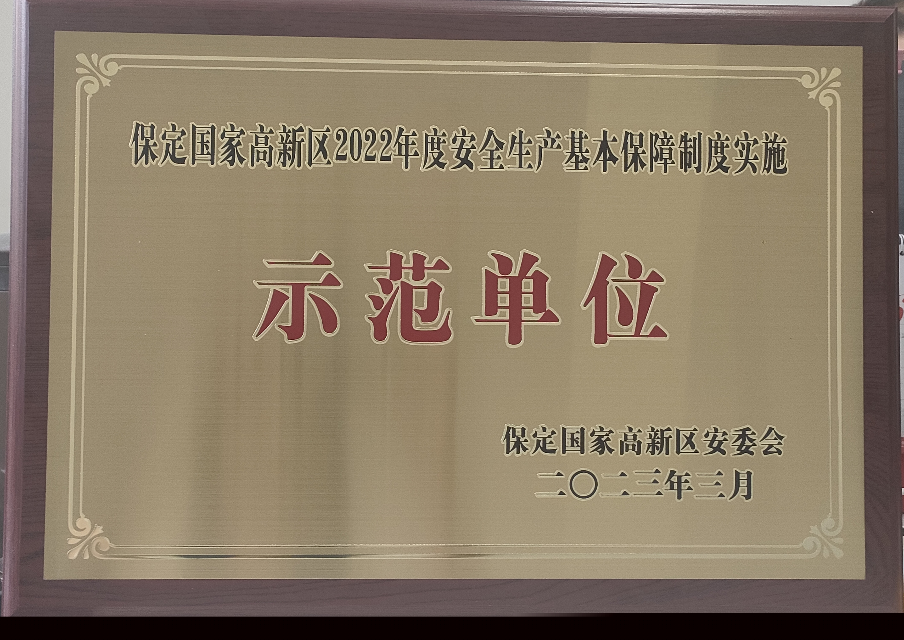 保定國家高新區2022年度安全生產(chǎn)基本保障制度實(shí)施示范單位